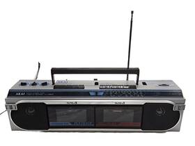 Aj-w203 Akai 3 Band Stereo Radio Dual Cassette Recorder Tape Deck Boombox Mint