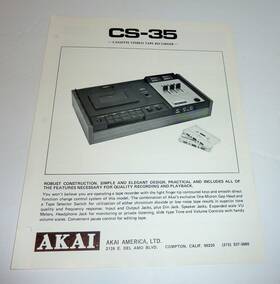 Cs-35 Akai Original Genuine Print Ad Vintage Cassette Tape Deck Compton Calif