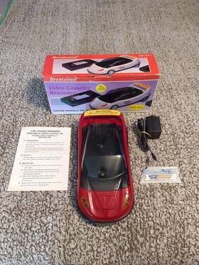 Re-921 Brentwood Vintage Video Cassette Vhs Rewinder Red Sports Car Cib