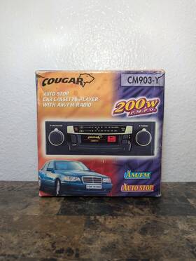 Cm903-y Cougar Vintage New In The Box 200 W P.m.p.o. Cassette Player Car Radio