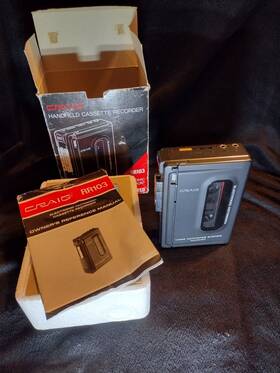 Craig-1990 Craig 019882040387 Vintage 1990 Handheld Cassette Recorder With Complete In Box