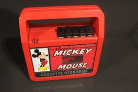 Wd1030 Disney Vintage Disneys Mickey Cassette Recorder Portable Player Red/black Working