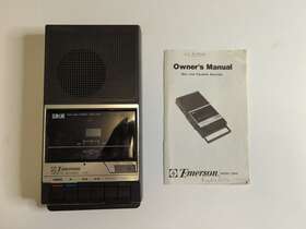Cr46 Emerson Slim-line Portable Cassette Recorder Scarce Model Tested No Cord