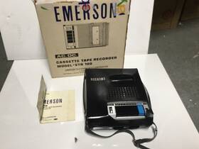 Emerson Etr-100 Acdc Cassette Tape Recorder Model Etr 100 Black Leather Case Mint In Box