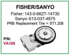 143-0-662t-14730 Fisher Va105 Prb Vcr Video Idler Wheel For Sanyo 613-037-4875