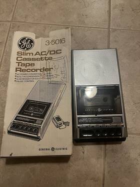 3-5016 Ge 044319350166 Slim Ac/dc Cassette Tape Recorder