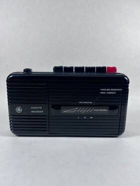 3-3501a Ge Vintage Black Portable Cassette Recorder/player No Batteries Included