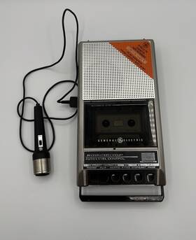 3-5016-16-slim Ge Vintage Cassette Tape Recorder-untested-w/microphone