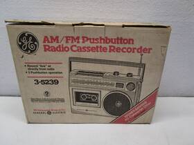 3-5239 Ge Vtg New Nos Am/fm Radio Cassette Player Recorder Black Mint Electric