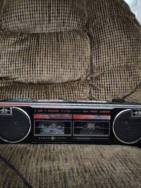 3-5633b Ge Vintage Radio Cassette Recorder Portable Korea Black Works Pls Read