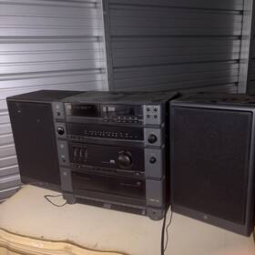 Ge Asx-3 Compact Stereo System Am/fm 2 Cassette Cd Player With Speakers