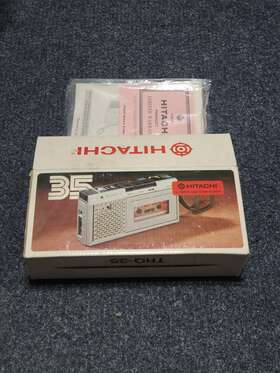 Trq-35 Hitachi Vintage Portable Cassette Player Recorder - Box And Manual Only