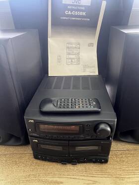 Ca-c55bk Jvc Stereo Dual Cassette Player Includes Speakers &remote All Tested