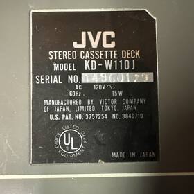 Kd-w110j Jvc Dual Stereo Cassette Deck Player Vintage Collectible Works