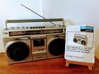 M9935k Sanyo Portable Stereo Cassette Deck Boombox Working Well Free Ship
