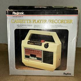 110100 Playtronic 1982 White Kid S Cassette Player/recorder In Original Box