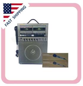 32-1154 Radioshack Vintage Karaoke Machine 2 Microphones Built In Speaker Dual Cassette