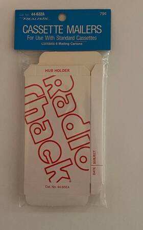 44-632a Radioshack Vintage Retro Radio Shack Realistic Cassette Mailers 6pk New Old Stock