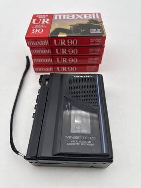 Realistic Te-20 Minisette Cassette Recorder Tested 4 New Maxell Ur90 Tapes