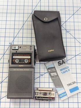00113098 Sanyo Trc 3550a Micro Cassette Tape Recorder One Record System Talk Works