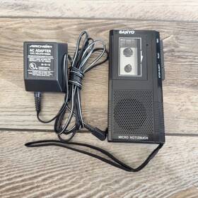 Mn1000 Sanyo Vintage Micro Cassette Tape Recorder With Ac Adaptor Tested Working