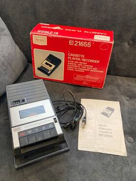 21655 Sears Cassette Player Recorder 61 Vintage 1977 Original Box And Adapter Plug