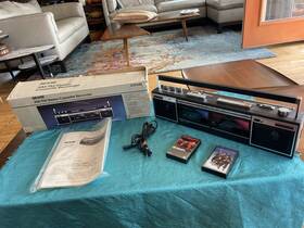 5721442 Sears 80s Boombox Am Fm Stereo Dual Cassette Dubbing Recorder Mint/box