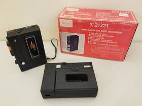 6121721 Sears Vintage 1970s Mini Cassette Tape Recorder With Case Works Excellent
