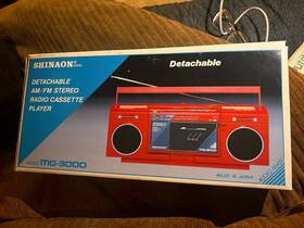 Shinaon Mg-3000 New Vintage Nib Red Stereo Cassette Player Detachable Rare