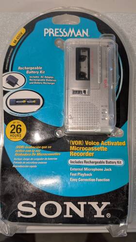 Sony M-655v Vintage 2002 Pressman Voice Activated Microcassette Recorder