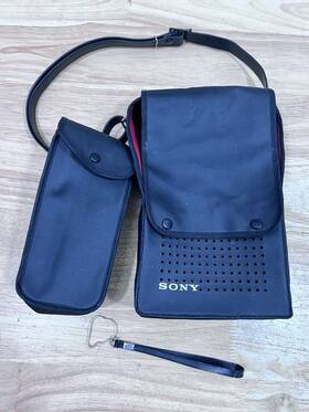 Tc-12 Sony Tape Recover And Microphone Oem Genuine Leather Case With Strap