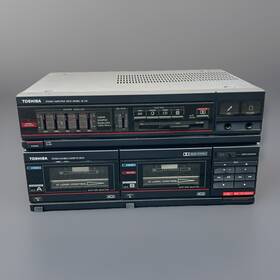 Sl-v12 Toshiba Vintage Double Cassette Deck Stereo Amp Eq Tested Japan 1980s