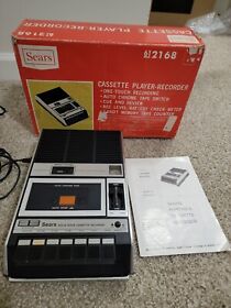 612168 Vintage Sears Cassette Player Recorder Original Box Tested Good