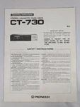 Pioneer CT-730 Stereo Cassette Tape Deck Operating Instructions. Fixed Price $11.99.