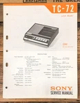 Sony TC-72 Cassette Service Manual *original*. Fixed Price $14.97.