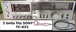 3 Fits Sony Tape Deck TC-K51 (lot Of Belts) New!!. Fixed Price $14.95.