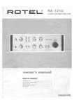 Rotel RA-1210 Amplifier Owners Manual. Fixed Price $22.24.