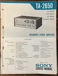 Sony TA-2650 Amplifier Service Manual *original*. Fixed Price $24.97.