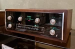 Mcintosh MA6100 Integrated Amplifier With L12 Slant Leg Walnut Cabinet. Fixed Price $900.00.