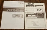 Teac CX-270/CX-210 Stereo Cassette Deck Owners Manual & Information Supplement. Fixed Price $25.00.