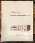Accuphase Model E-202 Amplifier Service Manual *original*. Fixed Price $99.97.