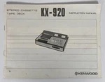 Rare Vintage Kenwood KX-920 Stereo Cassette Tape Deck Instruction Manual. Fixed Price $14.95.