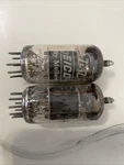 Pair Of Strong Eico/ Mullard Short Gray Plate Getter 7247 12DW7 Tubes #4. Fixed Price $99.00.