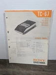 Sony TC-67 Cassette Tape Recorder Service Manual Original Oem Paperwork. Fixed Price $10.79.