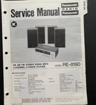 Panasonic RE-8190 Fm/am Quadraphonic 4-CHANNEL 8-TRACK Original Service Manual. Fixed Price $24.99.