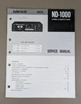 Nikko ND-1000 Stereo Cassette Deck Service Manual D-1702. Fixed Price $64.95.