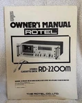 Rotel Model RD-2200M Cassette Deck, 31 Pages. Fixed Price $25.00.