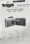 Toyo CSH-502 Portable Solid State Cassette Stereo Player Service Manual. Fixed Price $20.00.