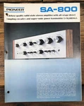 Pioneer SA-800 Amplifier Dealer Brochure *original*. Fixed Price $19.97.
