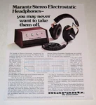 Marantz Electrostatic Headphones SE-1S Audiophile Page, 1974, Article, Info. Fixed Price $9.99.